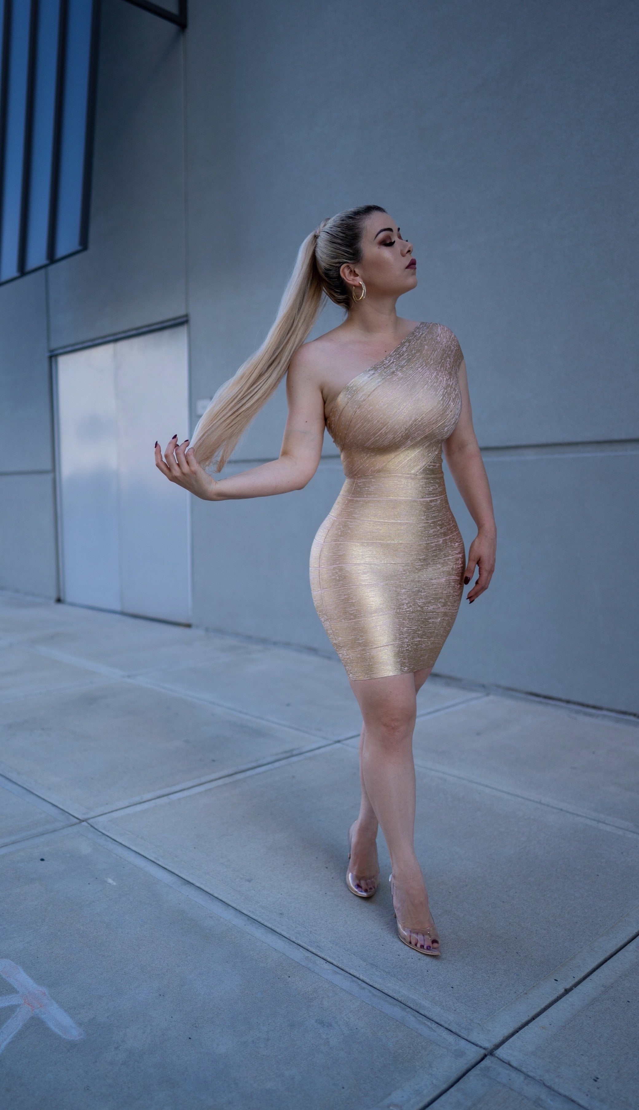 Metallic cheap bandage dress