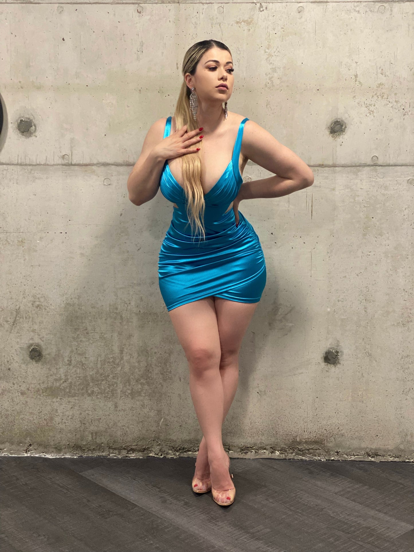 Reine Cut Out Teal Mini Dress