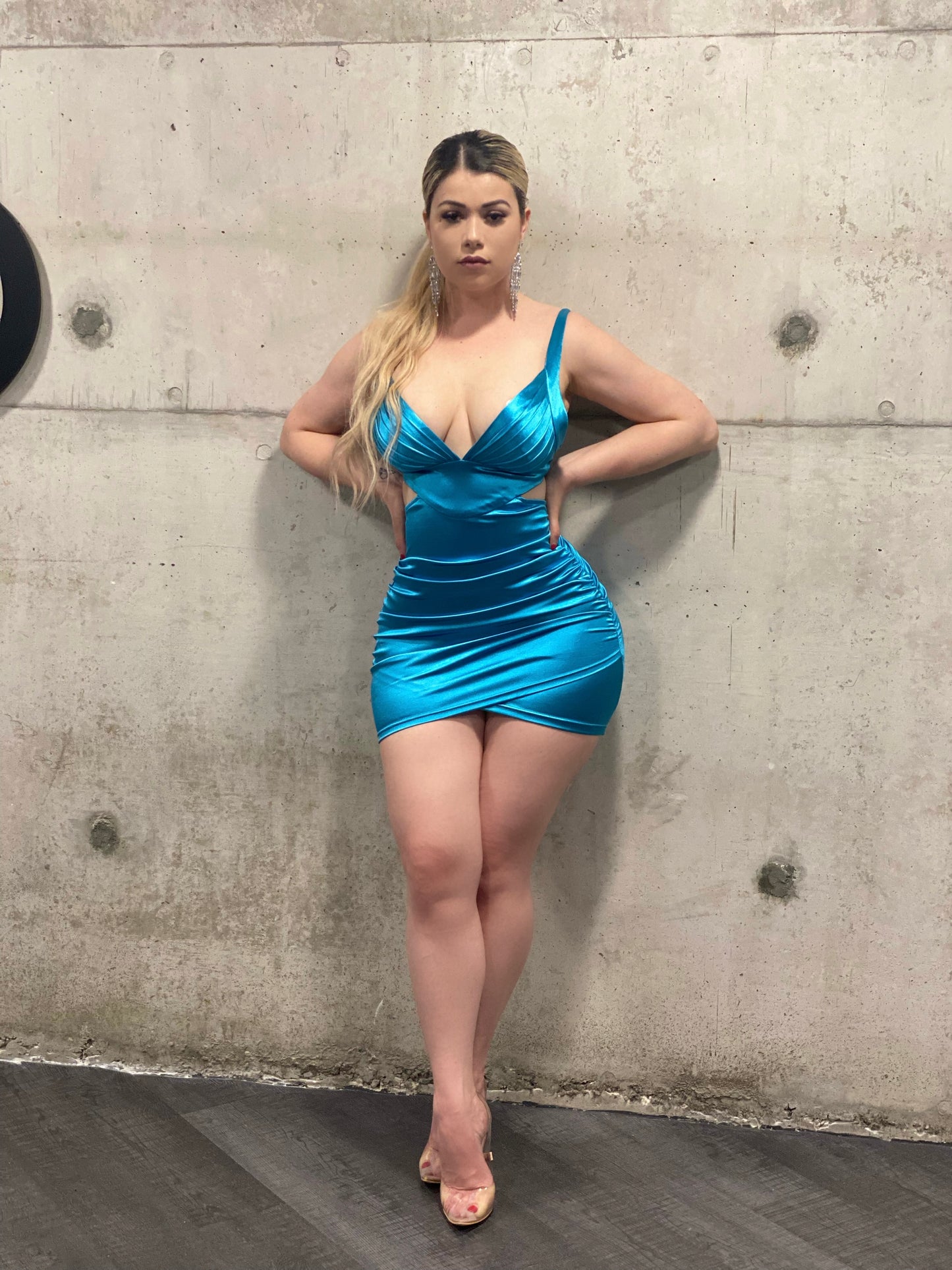 Reine Cut Out Teal Mini Dress