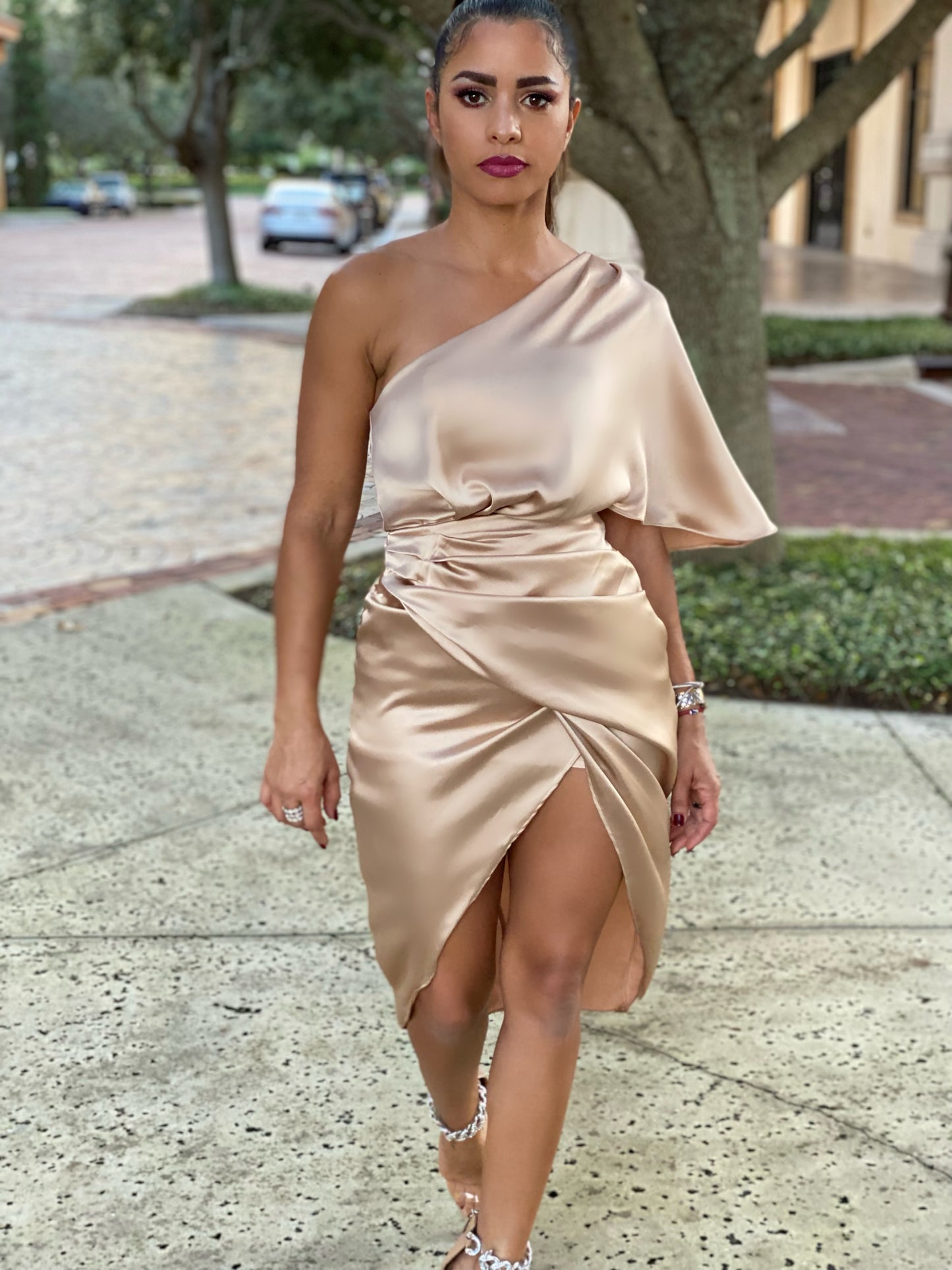 Serenity One Shoulder Wrap Style Dress