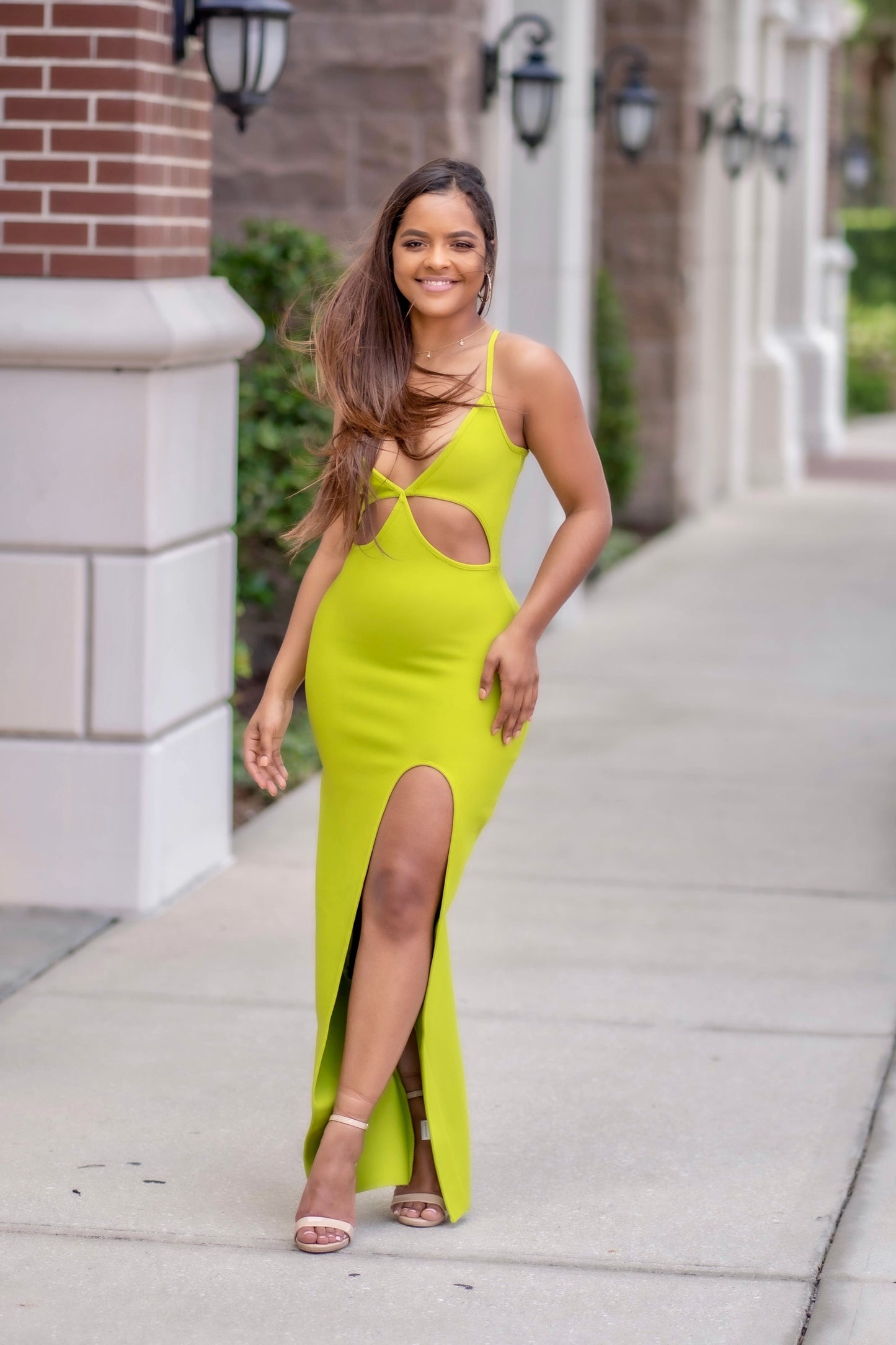 Isla Lime Green Bandage Maxi Dress