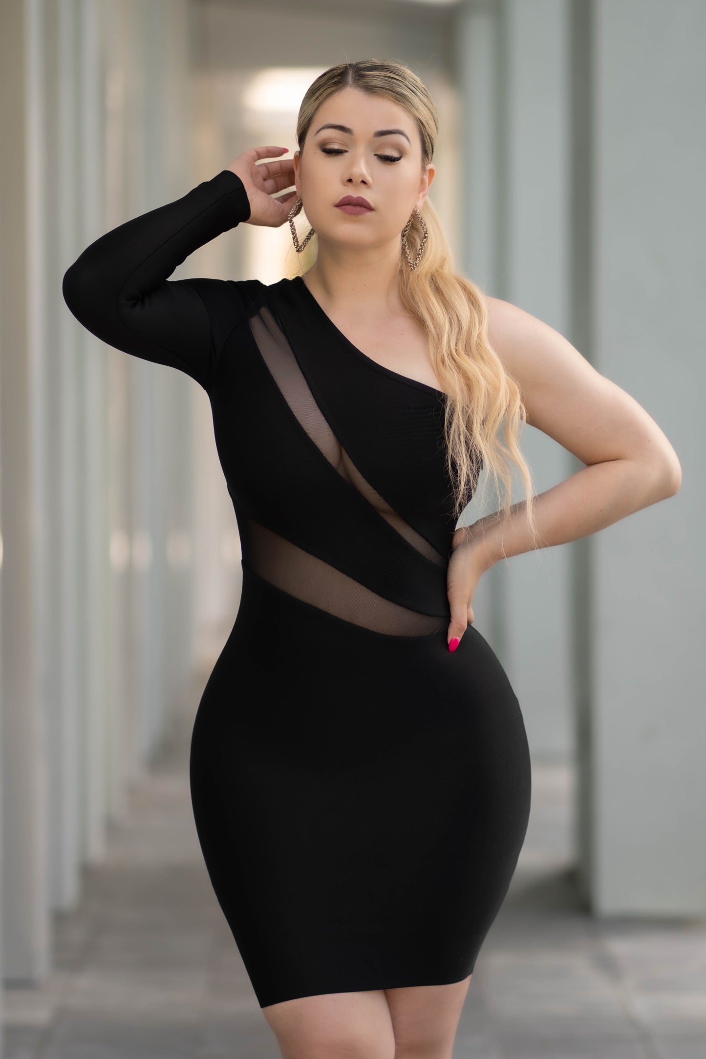 Milena Single Sleeve Bandage Dress