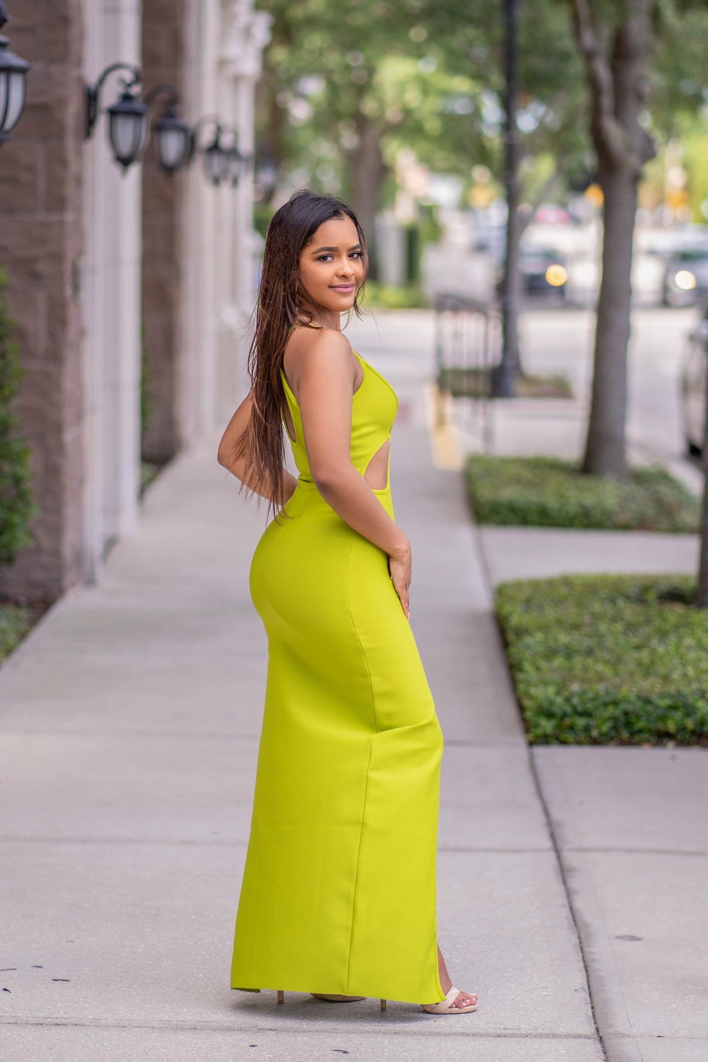 Isla Lime Green Bandage Maxi Dress